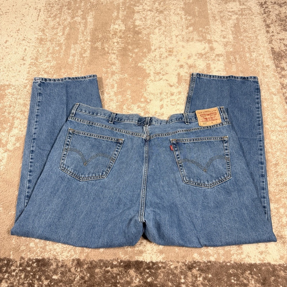 VTG Levi's 505 Regular Fit Classic Men's Blue Y2K Jeans 48x30 Straight Denim - Picture 5 of 10